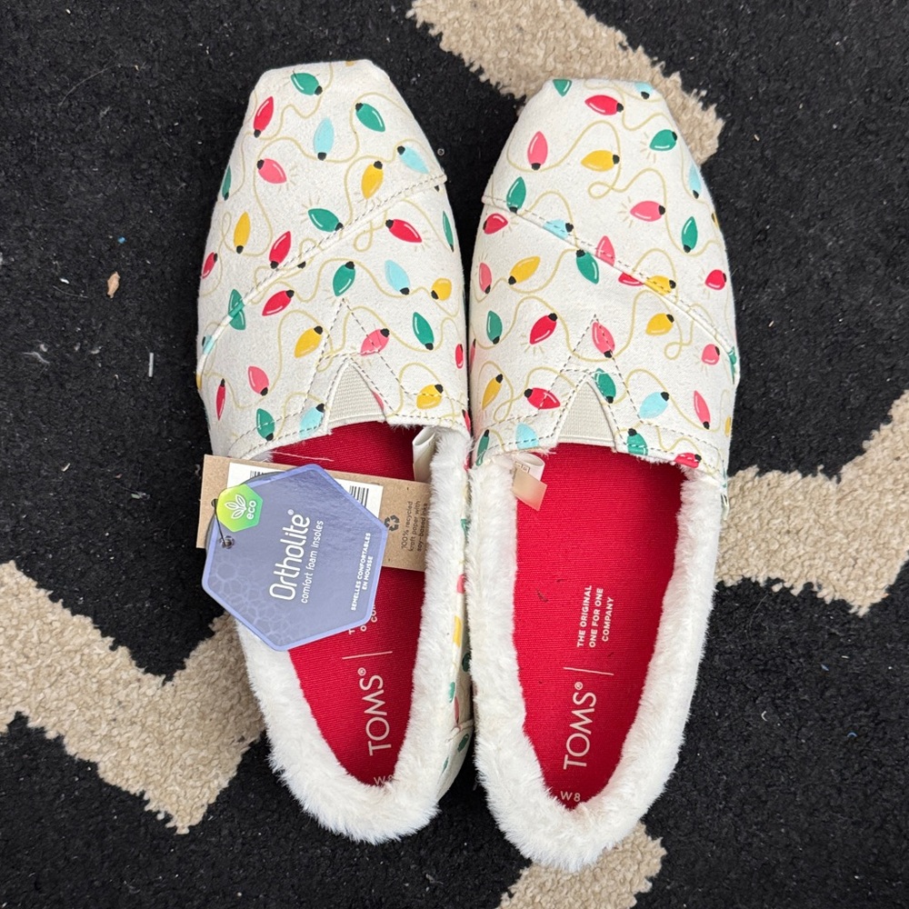 TOMS Women's Cream Multicolor Festive Flats